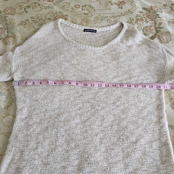 Brandy Melville 100% Cotton Knit Sweater Beige Long Sleeve Pullover Size M - Picture 4 of 8